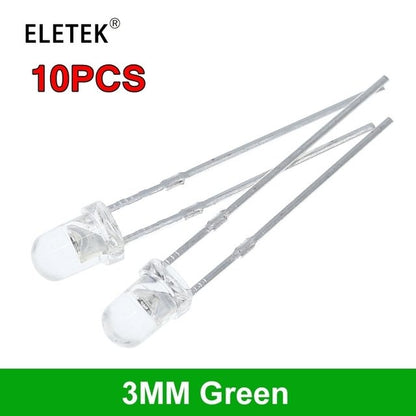 100Pcs F3 Ultra Bright 3MM Round Water Clear Green/Yellow/Blue/White/Red LED Light Lamp Emitting Diode Dides Kit