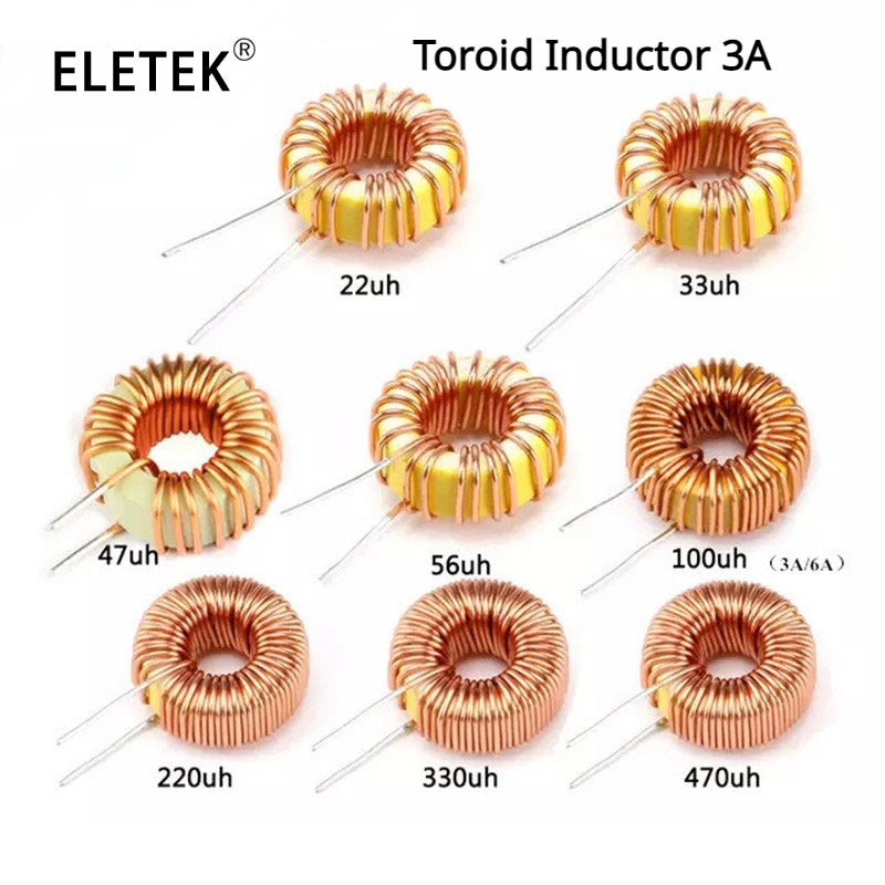 5pcs Toroid Inductor 3A  Magnetic Induction Coil Toroidal Inductor Winding Inductance 22uH 33uH 47uH 5647uH 100uH 220uH 330uH 470uH for LM2596 High Quality