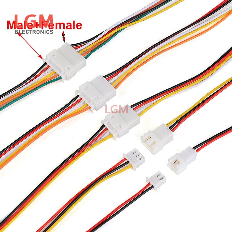 5Pair XH2.54 Wire 2Pin 3PIn 4Pin 5Pin 6Pin Pitch 2.54mm Wire Cable 20cm Length 26AWG Male Female Plug Butt-joint Aerial Docking Crimp Terminal Wire Cable Connector