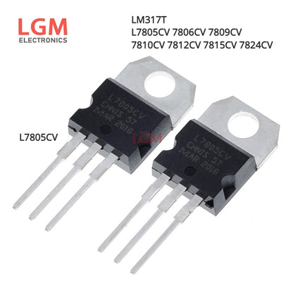 10Pcs ST Transistor LM317T L7805CV 7806CV 7809CV 7810CV 7812CV 7815CV 7824CV TO-220 New and Original IC