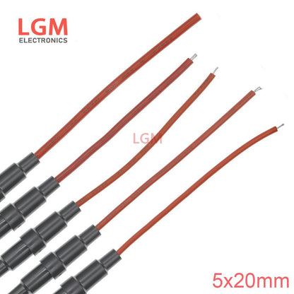 5Pcs 5*20mm 6*30mm Glass Fuse Holder Screw Type 5X20mm with 22 20 18 16 14AWG Wire Cable 250V 5X20MM Glass Fuse Tube Fuse Casing