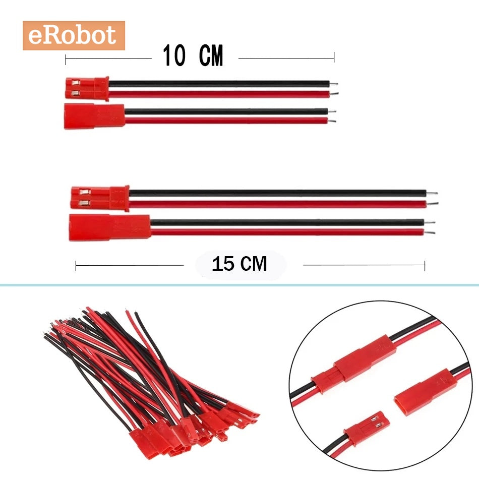 20pcs 100mm 200mm 2 Pin JST Plug Connector Male+Female Plug Connector Cable Wire for RC Toys Battery LED Lamp