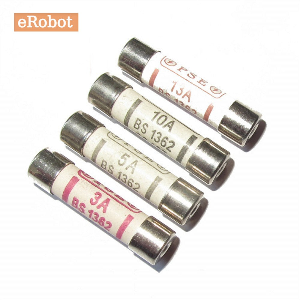 10Pcs BS1362 Fuses 6*25 British Bussmann Fuses Filling Sand Riot Ceramic Fuse 6x25mm 3A 5A 10A 13A 15A 240V