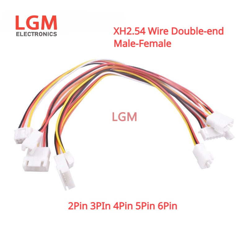 5Pcs XH2.54 Wire Double-end  2Pin 3PIn 4Pin 5Pin 6Pin Pitch 2.54mm Wire Cable 2M Length 26AWG Connector XH Plug  Male-Female