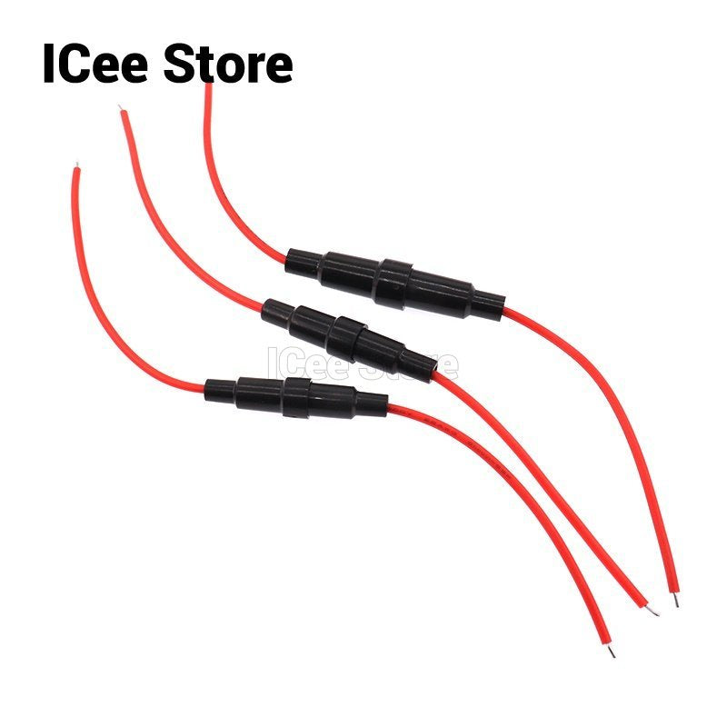 5Pcs Glass Fuse Holder 5*20mm 6*30mm Screw Type 5X20mm with 22 20 18 16 14AWG Wire Cable 250V 5X20MM Glass Fuse Tube Fuse Casing