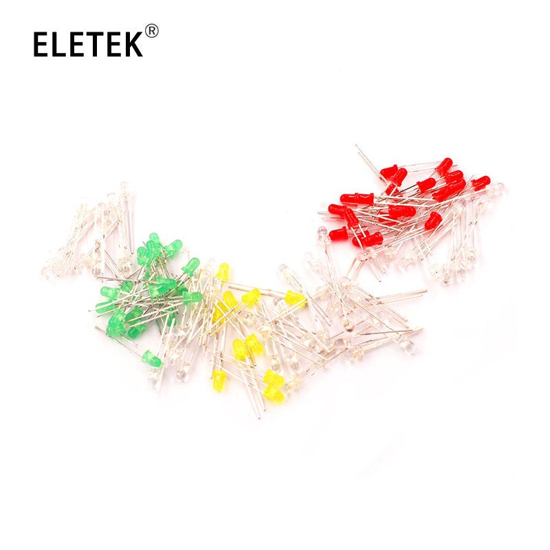 100pcs 3mm 5mm LED Light White Yellow Red Green Blue Assorted Kit DIY LEDs Set Electronic Diy Kit