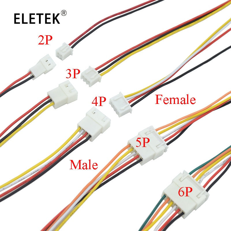 5Pair JST XH 2.54 2P 3P 4P 5P 6PIN Male Female Plug Connector 2.54mm Pitch 26AWG with Wire Cable 200mm Battery Charging Cable