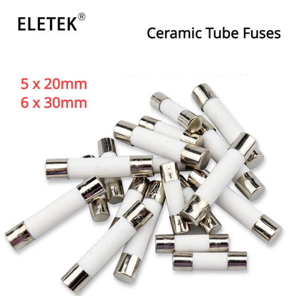 10pcs 5 x 20mm 6 x 30mm Ceramic Tube Fuses  Fast Blow Fuse 250V 1A 1.5A 2A 2.5A 3A 4A 5A 6.3A 8A 10A 12A 15A 20A 25A 30A
