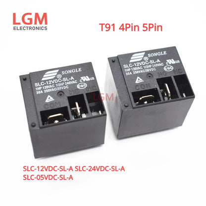5Pcs Power Relays  SLC-12VDC-SL-A SLC-24VDC-SL-A SLC-05VDC-SL-A 5V 12V 24 30A HF2100 T91 4Pin 5Pin