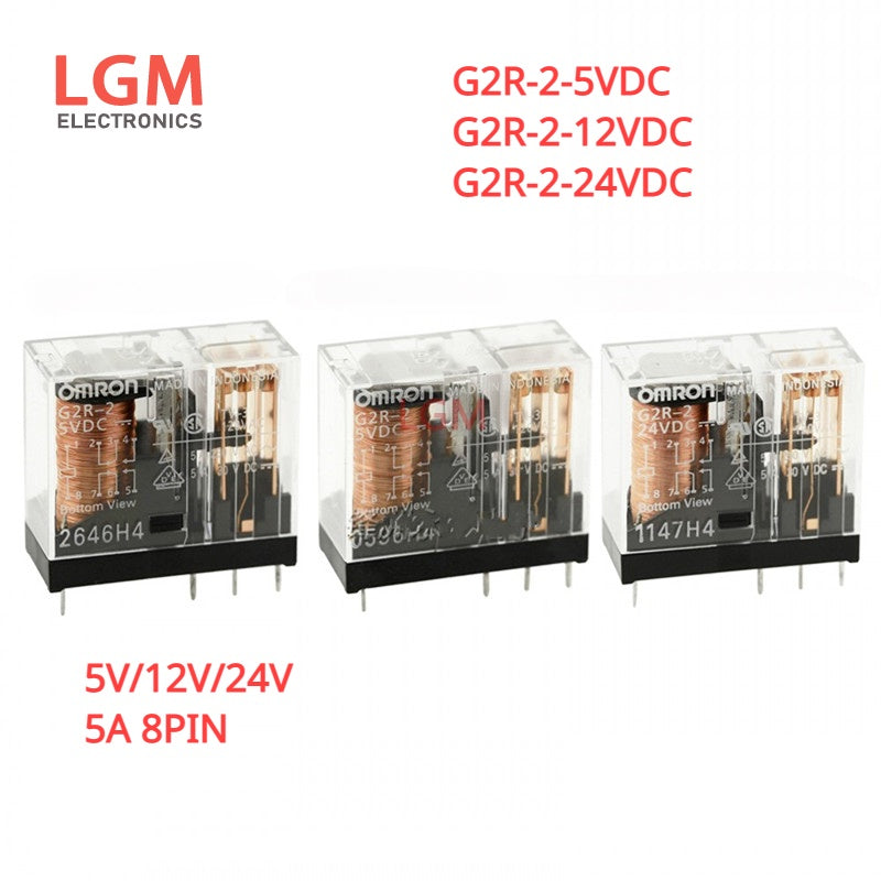 2Pcs Relay G2R-2-5VDC G2R-2-12VDC G2R-2-24V G2R-2 12VDC Power Relays 5V/12V/24V 5A 8PIN