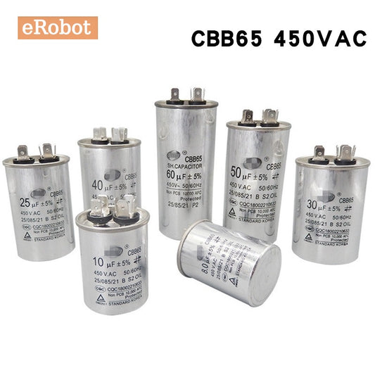 AC Motor Capacitor Air Conditioner Compressor Start Capacitor CBB65 450VAC 5UF 6UF 8UF 10UF 12UF 15UF 20UF 25UF 30UF 35UF 40UF 45UF