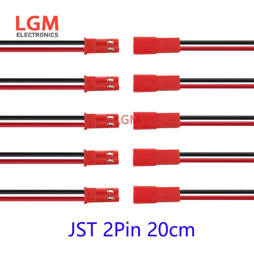 10Pair JST Wire 2Pin 24AWG 10cm 20cm Male Female Connector JST Plug Cable