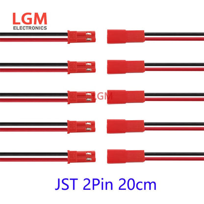 10Pair JST Wire 2Pin 24AWG 10cm 20cm Male Female Connector JST Plug Cable