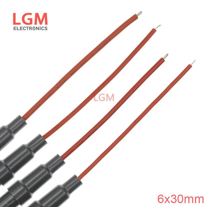 5Pcs 5*20mm 6*30mm Glass Fuse Holder Screw Type 5X20mm with 22 20 18 16 14AWG Wire Cable 250V 5X20MM Glass Fuse Tube Fuse Casing
