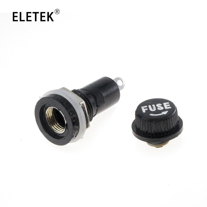 5Pcs 10A 250V Glass Fuse Holders 5x20 6x30 Black Insurance Tube Socket Panel Mount Fuse Socket Copper