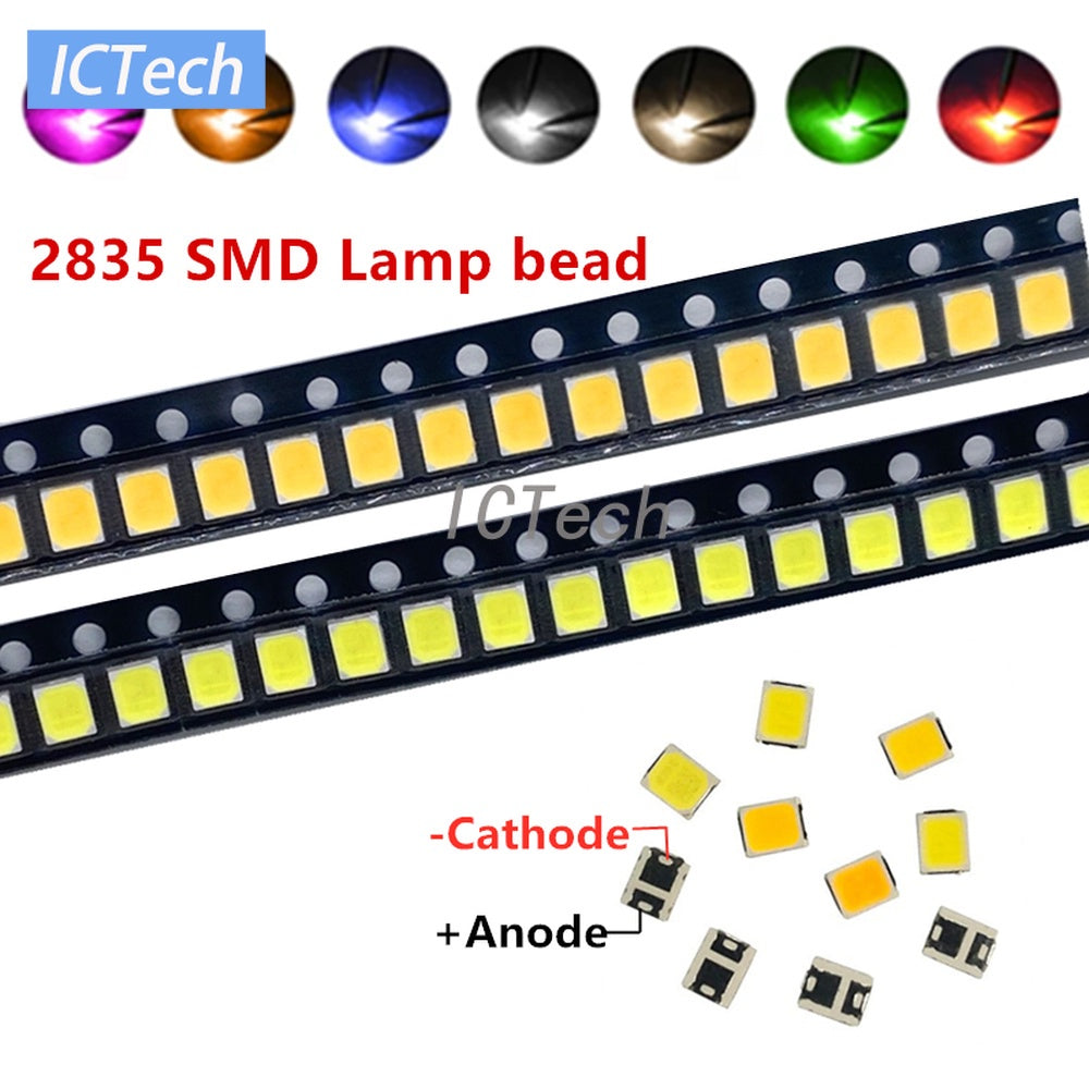 50Pcs 2835 0.2W 60mA SMD LED Red Blue White Green Yellow