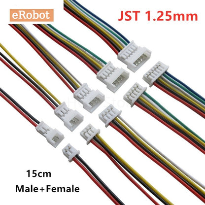 5Pair JST 1.25 Male Female Wire Connector 2P 3P 4P 5P 6P JST Plug Jack Terminal Cable Connector Length 15CM