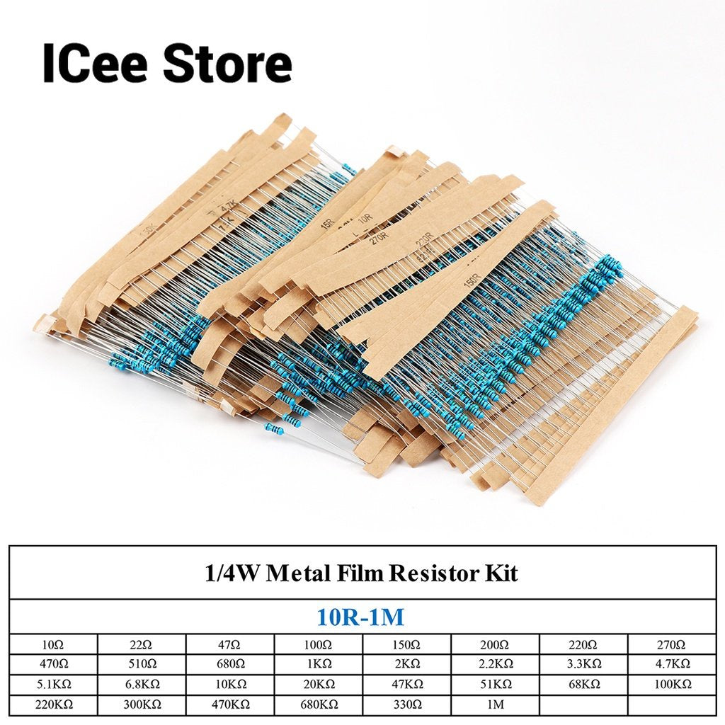 1/2W 1/4W 1W 2W 3W 30Value Metal Film Resistor Kit Rang Carbon 5% Resistors Assortment Kit Set 0.1~750R 1K~820K