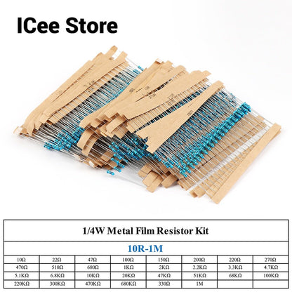 1/2W 1/4W 1W 2W 3W 30Value Metal Film Resistor Kit Rang Carbon 5% Resistors Assortment Kit Set 0.1~750R 1K~820K