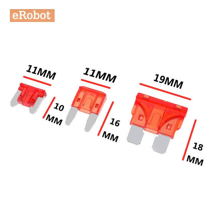 10Pcs Mini Small Medium Size Blade Car Fuse for Auto Car Truck 5A 7.5A 10A 15A 20A 30A 35A 40A