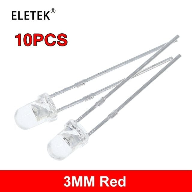 100Pcs F3 Ultra Bright 3MM Round Water Clear Green/Yellow/Blue/White/Red LED Light Lamp Emitting Diode Dides Kit