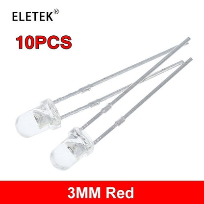 100Pcs F3 Ultra Bright 3MM Round Water Clear Green/Yellow/Blue/White/Red LED Light Lamp Emitting Diode Dides Kit