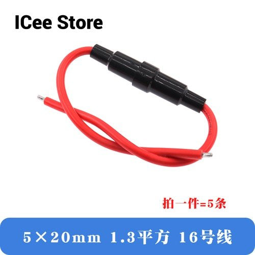 5Pcs Glass Fuse Holder 5*20mm 6*30mm Screw Type 5X20mm with 22 20 18 16 14AWG Wire Cable 250V 5X20MM Glass Fuse Tube Fuse Casing