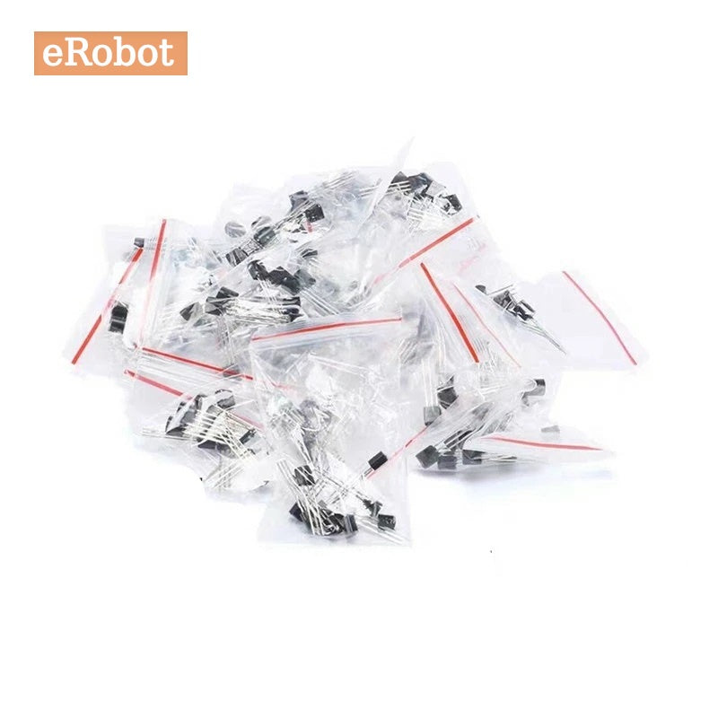 180Pcs  TO-92 18 Values Transistor Assorted Kit 2N2222 S9013 S9014 S9015 S9018 S8050 S8550 5551 5401 2N3904 2N3906 C1815