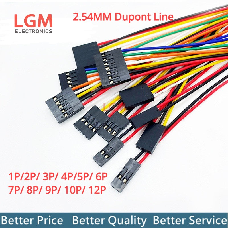 10Pcs 2.54MM 2.54 Wire Dupont Line Female To Female 1P2 3 4 5 6 7 8 9 10 12 Pin Dupont Cable Connector JUMPER CABLE WIRE FOR PCB