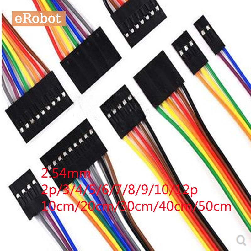 10Pcs 2.54 Wire 2.54MM Dupont Line Female To Female 1P2 3 4 5 6 Pin Dupont Cable Connector JUMPER CABLE WIRE FOR PCB