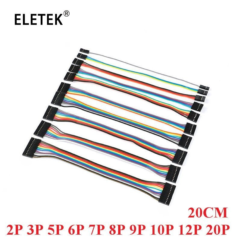 10Pcs Dupont Line 20cm 2.54mm Female To Female 2P/3P/5P/6P/7P/8P/9P/10P/12P Color Breadboard Cable Jump Wire Jumper for Arduino
