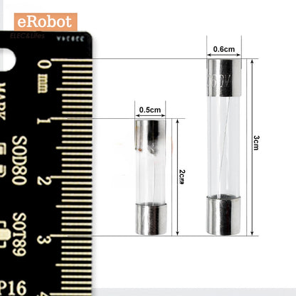 10Pcs 5x20mm 6x30mm Glass Tube Fuse Kit 250V 0.1A 0.2A 0.5A 0.8A 1A 2A 2.5A 3A 4A 5A 6.3A 7A 8A 10A 12A 15A 20A 30A AMP Circuit Fast Blow Fuses