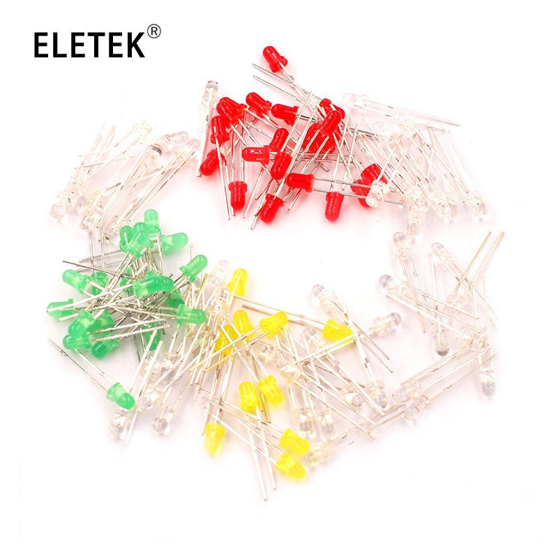 100pcs 3mm 5mm LED Light White Yellow Red Green Blue Assorted Kit DIY LEDs Set Electronic Diy Kit