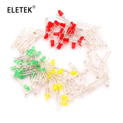 100pcs 3mm 5mm LED Light White Yellow Red Green Blue Assorted Kit DIY LEDs Set Electronic Diy Kit