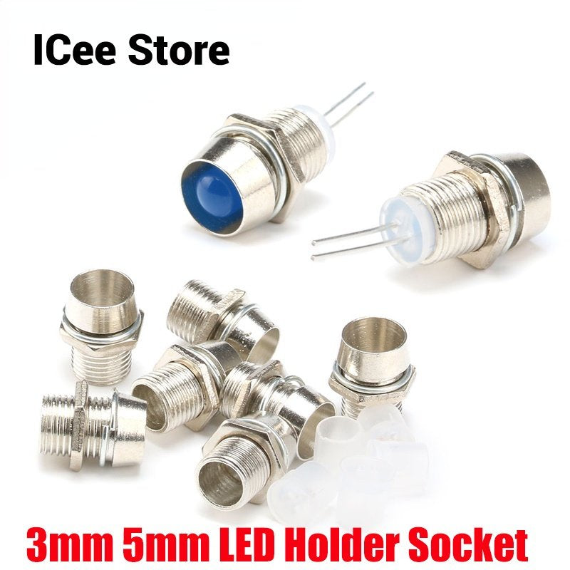 5-10Pcs Copper Metal 3MM 5MM Light Emitting Diode LED Holder Mount Panel Display Wholesale