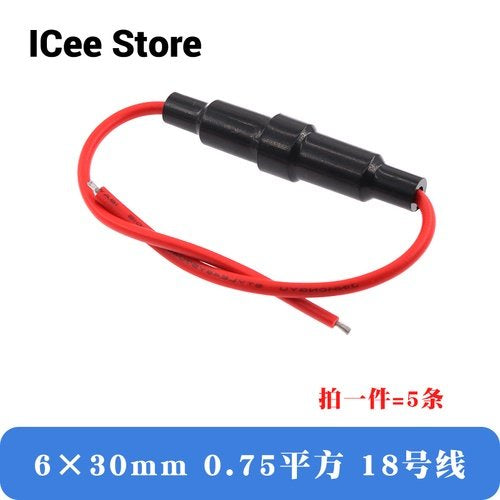 5Pcs Glass Fuse Holder 5*20mm 6*30mm Screw Type 5X20mm with 22 20 18 16 14AWG Wire Cable 250V 5X20MM Glass Fuse Tube Fuse Casing
