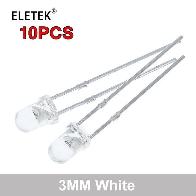 100Pcs F3 Ultra Bright 3MM Round Water Clear Green/Yellow/Blue/White/Red LED Light Lamp Emitting Diode Dides Kit