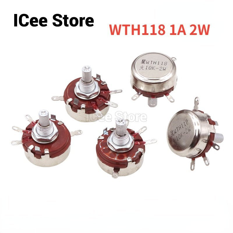 2Pcs WTH118 2W 1A Potentiometer 1K 2.2K 4.7K 10K 22K 47K 100K 470K 1M WTH118-2W