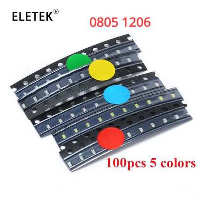 100Pcs 0805 1206 SMD LED Electronic Kit Red Yellow Green White Blue Light Emitting Diode Water Clear Light Diodes Set