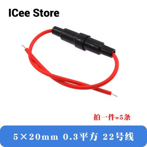 5Pcs Glass Fuse Holder 5*20mm 6*30mm Screw Type 5X20mm with 22 20 18 16 14AWG Wire Cable 250V 5X20MM Glass Fuse Tube Fuse Casing