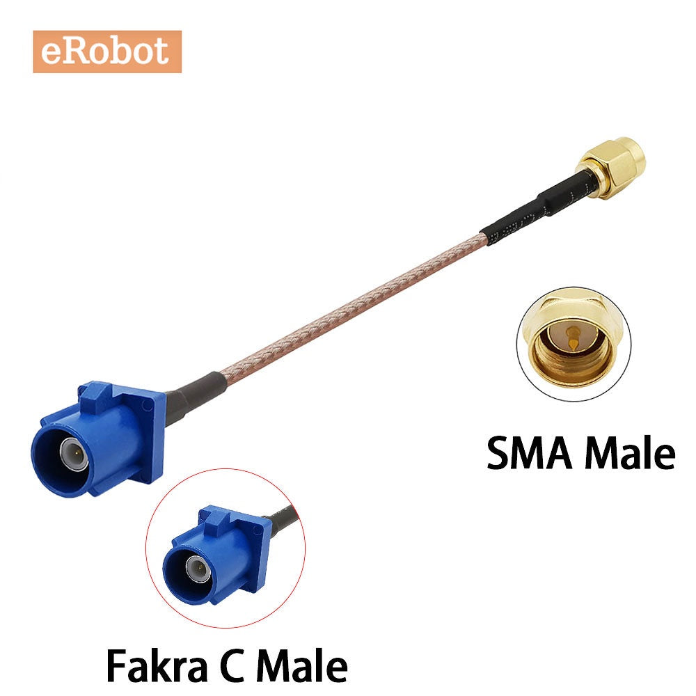 0.3M~7M SMA Male Plug To Fakra C Male Plug Straight Adapter Active GPS Antenna Extension RG316 Double Shield Silver Pigtail Cable 15CM 20CM
