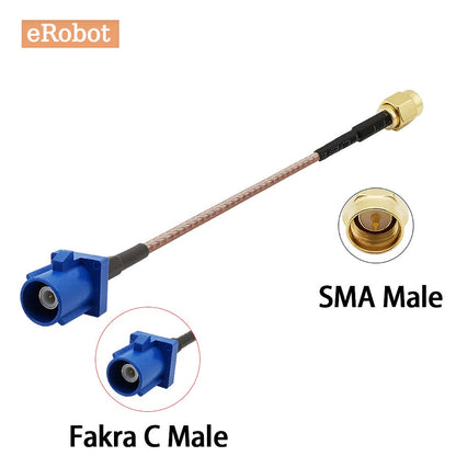 0.3M~7M SMA Male Plug To Fakra C Male Plug Straight Adapter Active GPS Antenna Extension RG316 Double Shield Silver Pigtail Cable 15CM 20CM