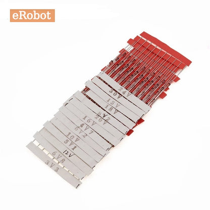 270Pcs 27 Values*10pcs 1/2W 0.5W Zener Diode Assorted Kit  2V4 To 33V 12V 18V 5V1 5V6 3V3 3V6 4V3 4V7 6V2 6V8