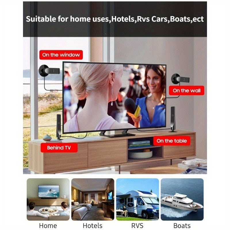 Digital TV Antenna High Gain 36DBI 360 Mile Indoor HDTV Antenna with Amplifier Support 4K 1080P 360° Omnidirectional Signal Receiving TV Antenna