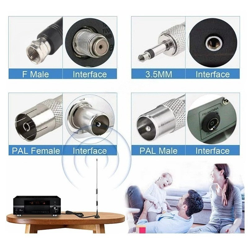 FM Radio Antenna 7DBI 76Mhz-108Mhz suction cup antenna Indoor digital high definition radio antenna With 3 adapters