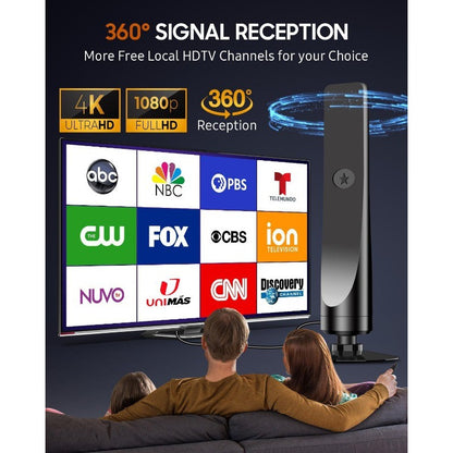 Digital TV Antenna High Gain 36DBI 360 Mile Indoor HDTV Antenna with Amplifier Support 4K 1080P 360° Omnidirectional Signal Receiving TV Antenna