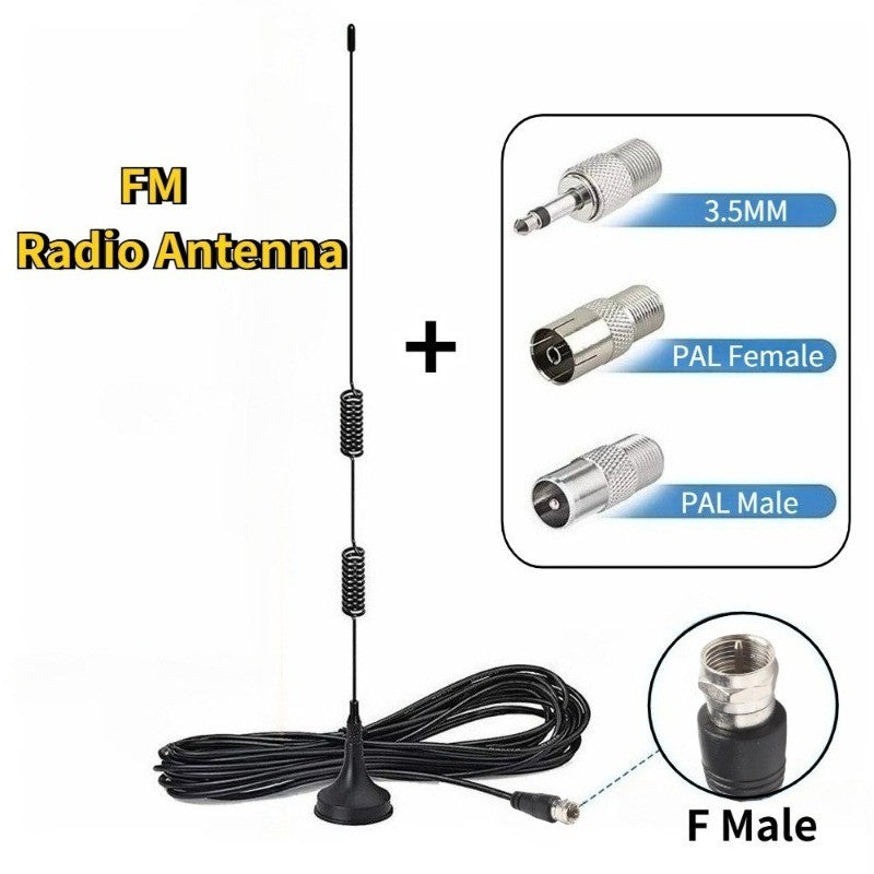 FM Radio Antenna 7DBI 76Mhz-108Mhz suction cup antenna Indoor digital high definition radio antenna With 3 adapters