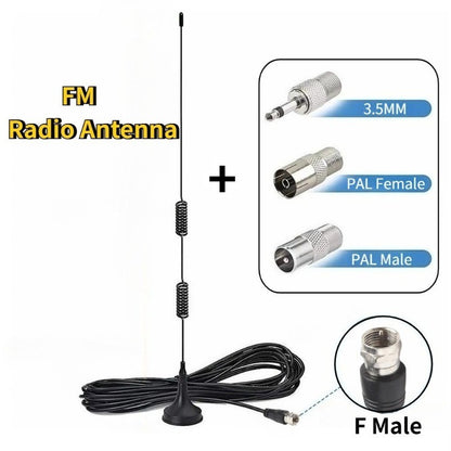 FM Radio Antenna 7DBI 76Mhz-108Mhz suction cup antenna Indoor digital high definition radio antenna With 3 adapters