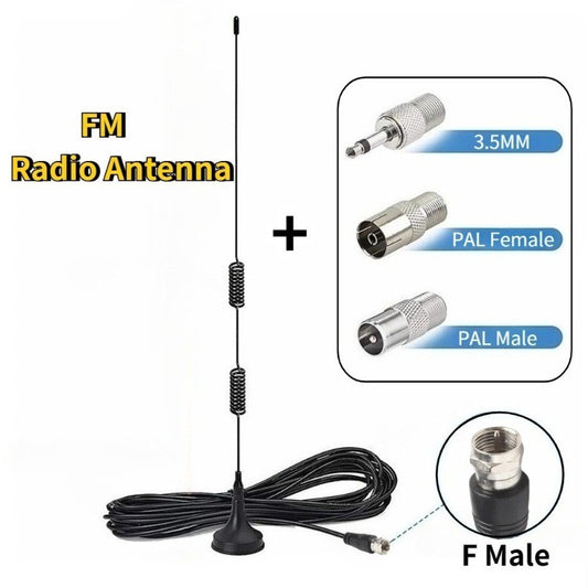 FM Radio Antenna 7DBI 76Mhz-108Mhz suction cup antenna Indoor digital high definition radio antenna With 3 adapters