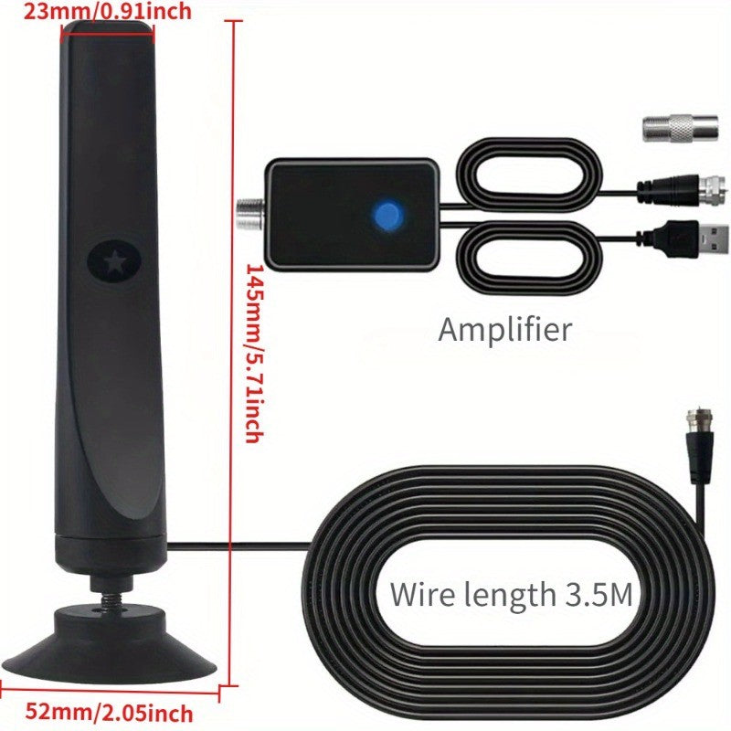 Digital TV Antenna High Gain 36DBI 360 Mile Indoor HDTV Antenna with Amplifier Support 4K 1080P 360° Omnidirectional Signal Receiving TV Antenna